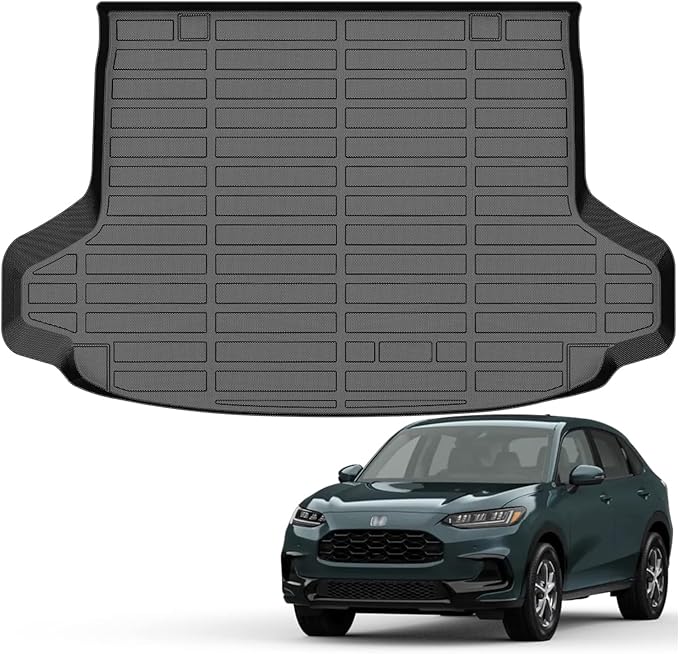 Auxko All Weather Cargo Liner Fit for Honda HRV Include Hybrid 2023 2024 2025 2026 TPE Rubber Trunk Mat HR-V Accessories All Season Guard Odorless Anti-Slip Cargo Mat Black