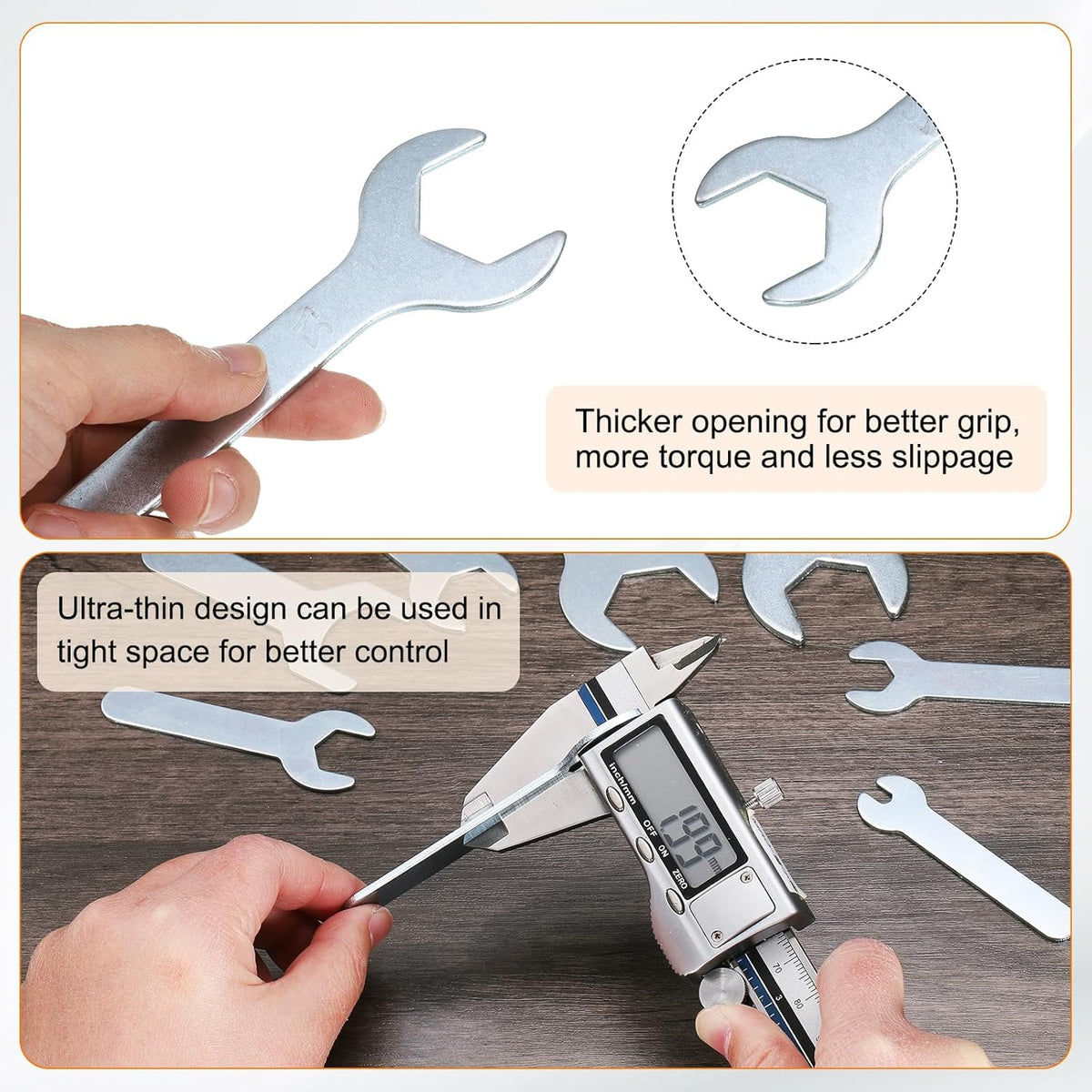 HARFINGTON 10pcs Small Wrench 27x140x2.6mm Metric U-Shaped Single Open Ended Spanner Super Thin Flat Head Galvanizing Wrench for Automotive Repair Furniture Assembly