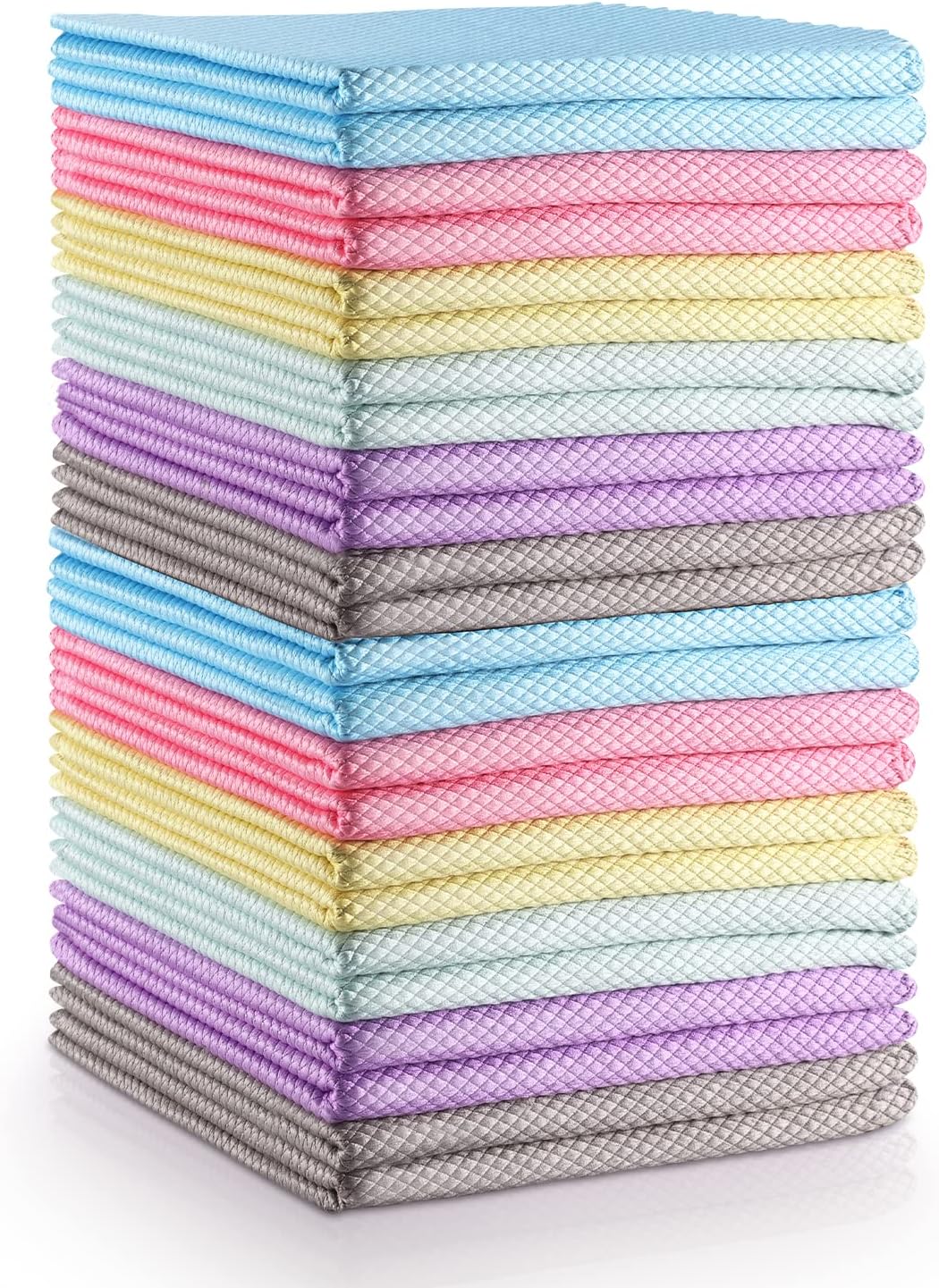 Easy Clean Fish Scale Nanoscale Dish Cloths,Streak Free Miracle Microfiber Cleaning Cloths for Kitchen,Counter,Washing Dish,Window,Mirror,Glass Lint Free Polishing Rag,All-Purpose,Reusable,Pack of 24