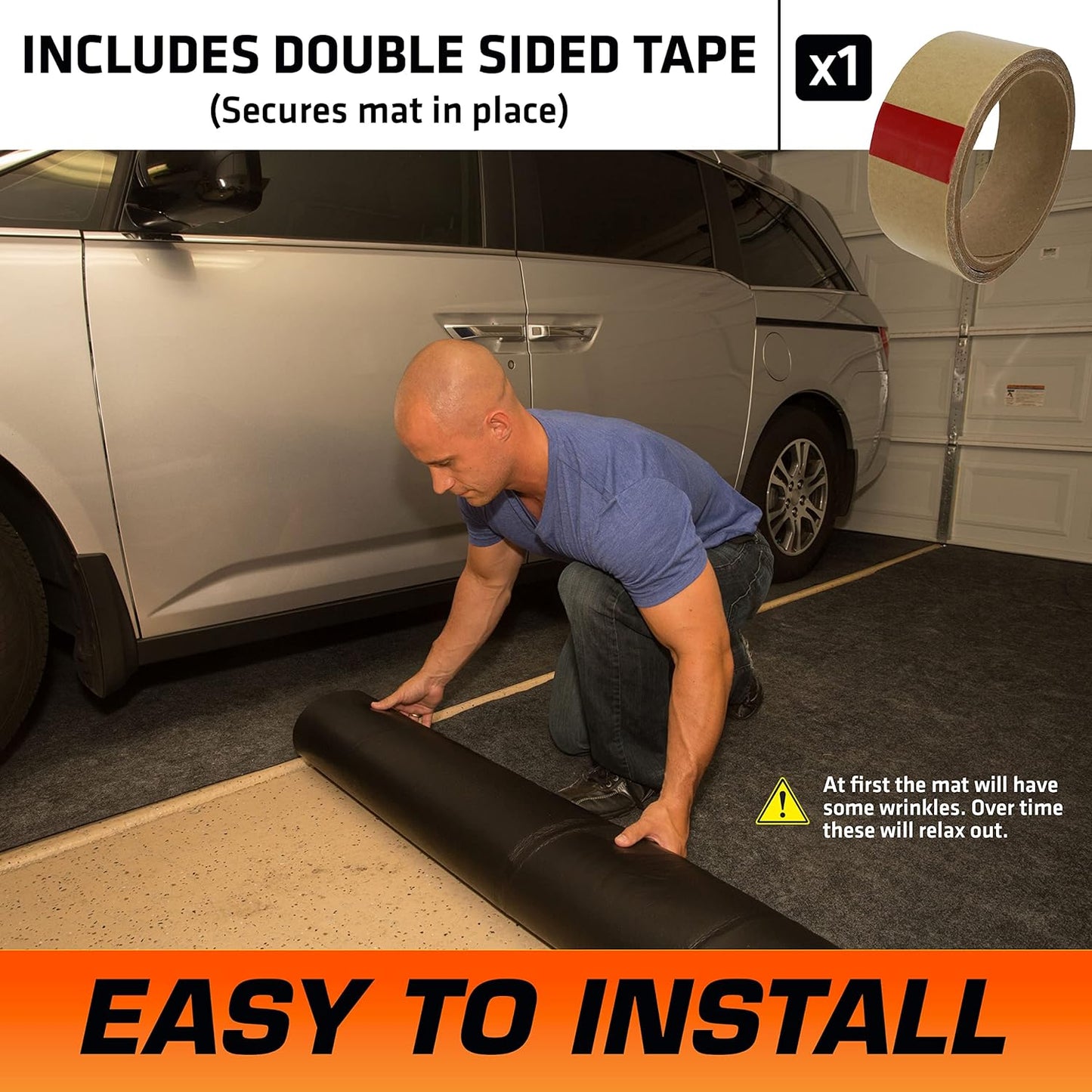 Armor All Original XL Garage Floor Mat, (22' x 8'10"), (Includes Double Sided Tape), Protects Surfaces, Transforms Garage - Absorbent/Waterproof/Durable (USA Made) (Charcoal)