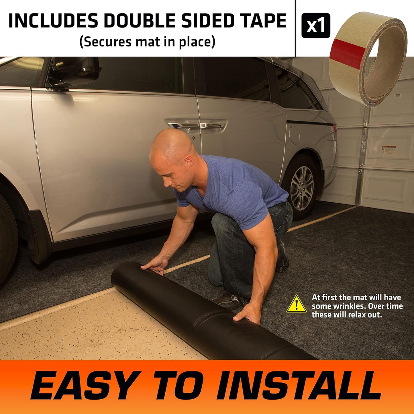 Armor All Premium Original Garage Floor Mat, (20' x 7'4"), Protects Surfaces, Transforms Garage, Absorbent/Waterproof/Durable (Includes Double Sided Tape) (USA Made) (Charcoal)