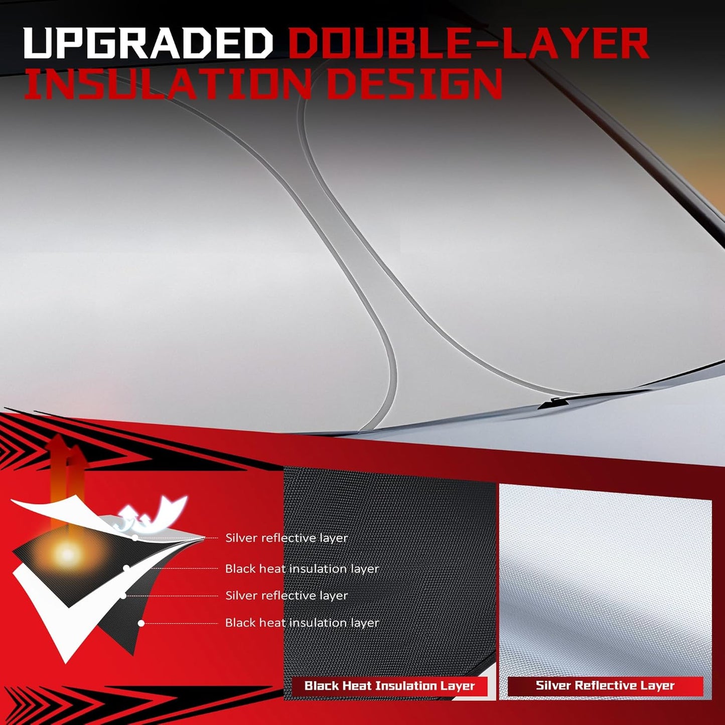 Windshield Sun Shade for 2016-2021 Hyun-dai Tucson Foldable Sun Sunshade for Car Front Window Blocks UV Rays and Heat Automotive Interior Protector Custom Fit Accessories