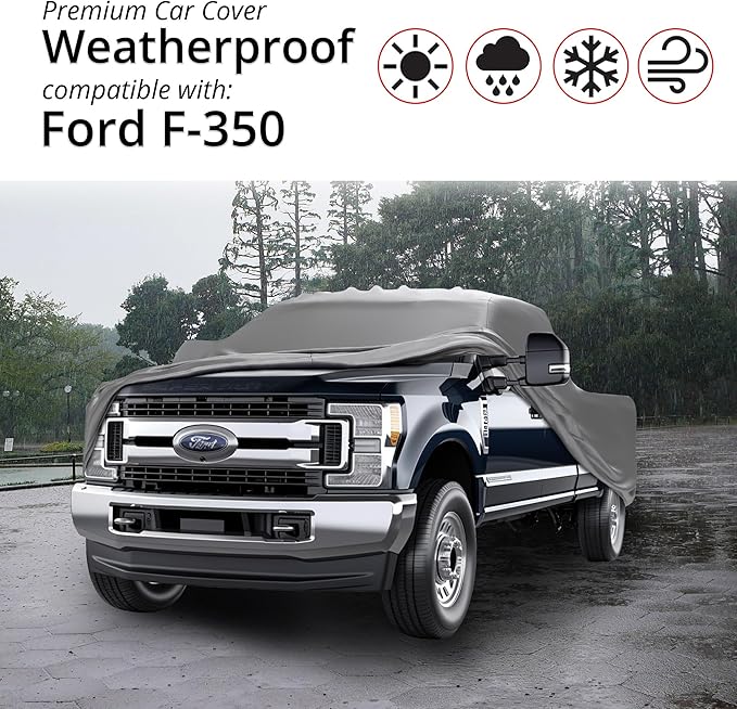 Car Covers Weatherproof Max Truck Cover & Warranty Compatible with Ford 1990-1997 F-350 SuperCab, 8– Outdoor Cover, Prevents Theft with Cable Lock