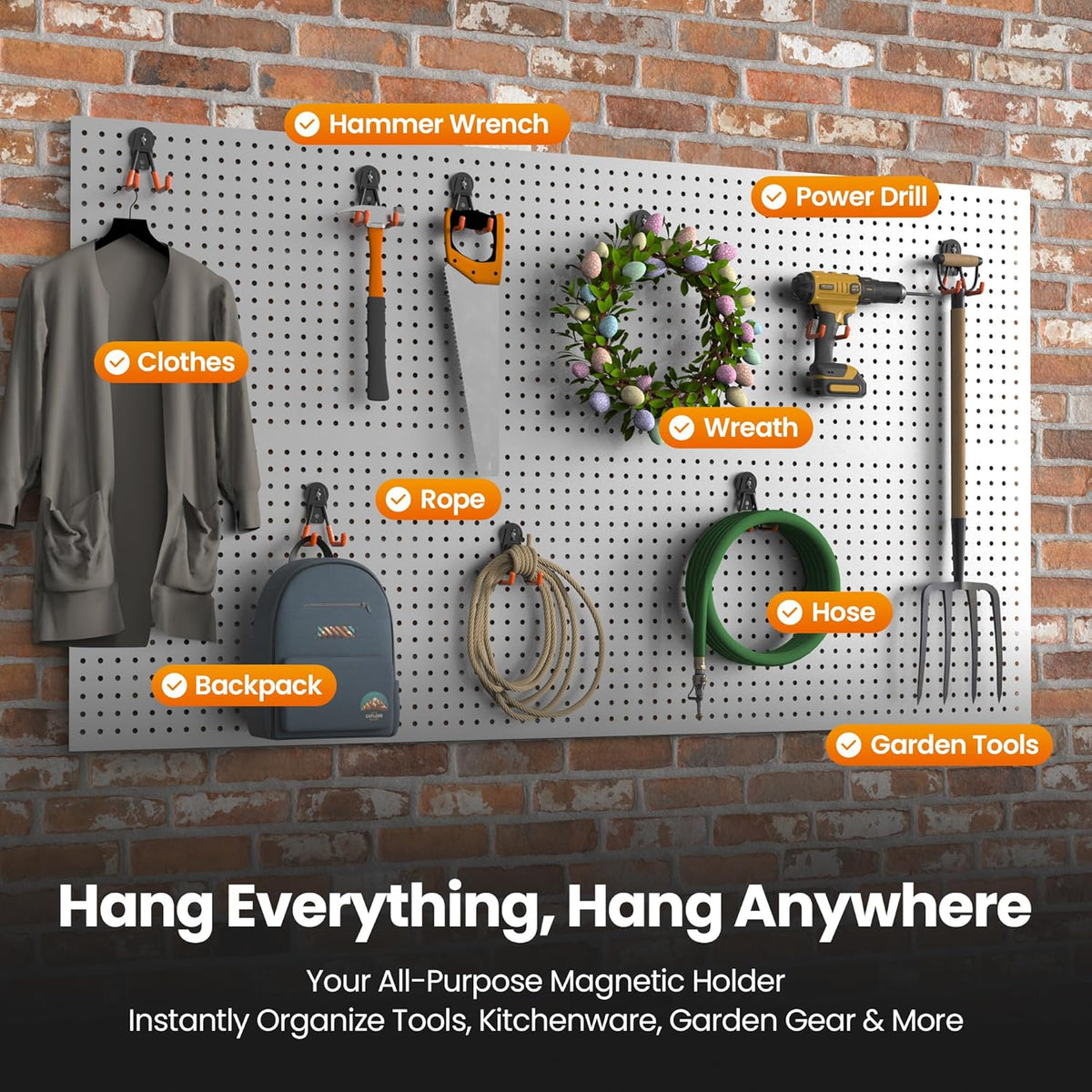 Large Magnetic Hooks Heavy Duty Extra Strong Magnetic Garage Hooks Big NdFeB Industrial Magnet Hooks Magnetic Utility Storage Holder Organization with Anti-Slip Coating for Hanging Garden Tool 2 Pack