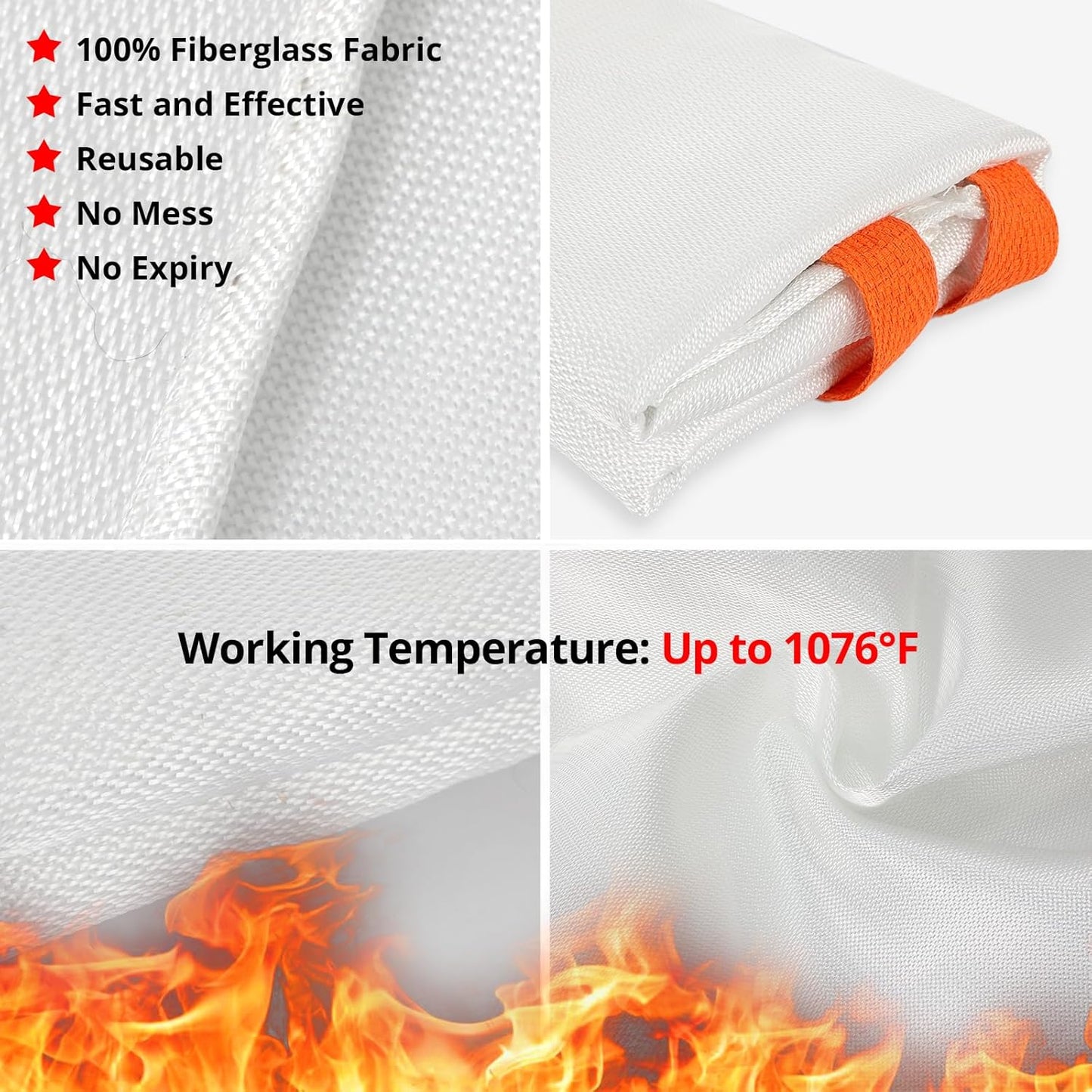 SecuCaptain Emergency Fire Blanket for Home and Kitchen - 4 Pack 40"x40" Flame Suppression Fiberglass Fire Blankets for House Camping Car Office Warehouse Survival Safety