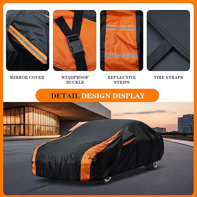 Heavy Duty Waterproof Car Cover for Truck Ford F150, Chevy Silverado, GMC Sierra,Nissan Titan etc All Weather, UV Resistant, Dustproof and Snowproof.Fit Truck Length up 250 inches