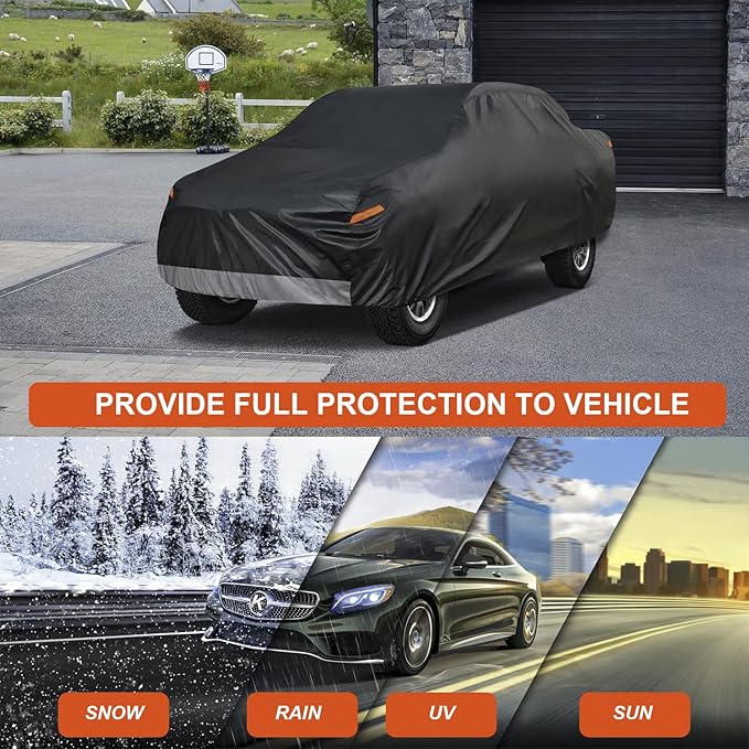 Kayme 7 Layers Truck Cover Waterproof All Weather, Heavy Duty Outdoor Pickup Cover Sun Uv Rain Protection, Universal Fit Toyota Tacoma Ford Ranger GMC Canyon Chevy Colorado(Length Up to 220 inch) M+