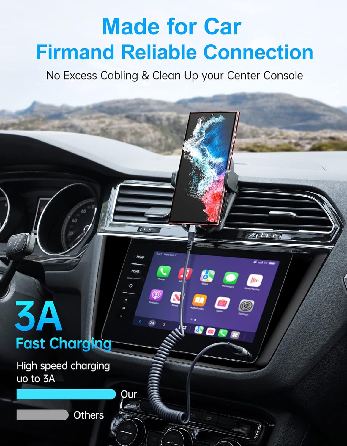 USB Type C Coiled Cable Fast Charging (3FT/5FT), 2Pack Android Auto Charging Cord for Car, Short USB A to USB C Charge Cable Compatible with iPhone 16/15/Pro Max/Samsung Galaxy S20 Note 10 and More