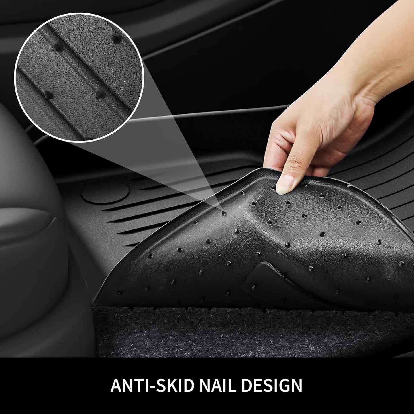 OEDRO Floor Mats & Trunk Mat with Backrest Fits for Tesla Model Y 5-Seat 2024-2020 Custom Fit All Weather Durable TPE Automotive Interior Cargo Liners Trunk Mat Accessories for Model Y (NOT 7-Seat)
