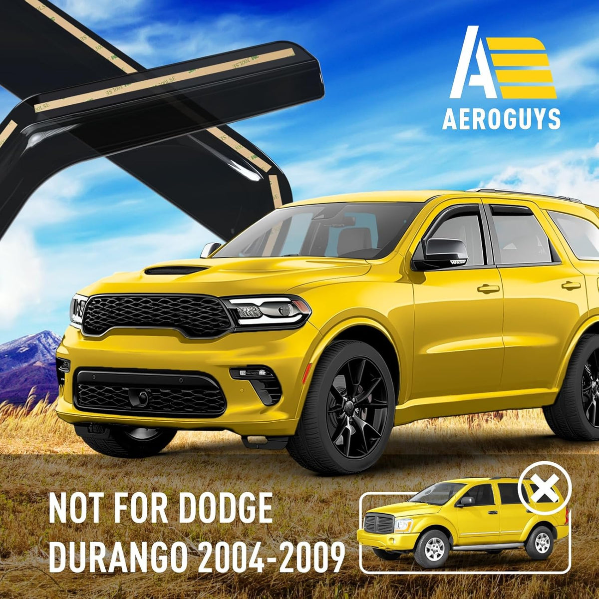 Extra Durable Window Deflectors in-Channel Window Visors Rain Guards Fit for Dodge Durango 2011-2025, Sun Visors, Wind Vent for Shades, Exterior Car Accessories - 4pcs. AG0274
