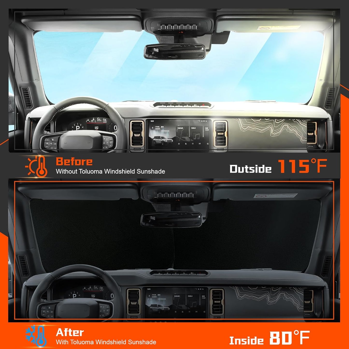 Custom Fit Windshield Sun Shade for Toyota Corolla 2020-2024 2025- Full Coverage, 210T Reflective Fabric, Double-Layer Design - Blocks 99% UV Rays, Keeps Car Cool, Easy to Install and Store