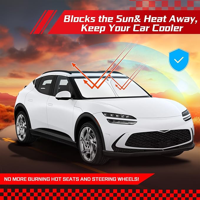 ARISMOTOR Windshield Sun Shade for Genesis GV60 2023-2025, Custom Fit Foldable Front Window Sunshade Sun Visor Protector, Block UV Rays Keep Your Car Cooler