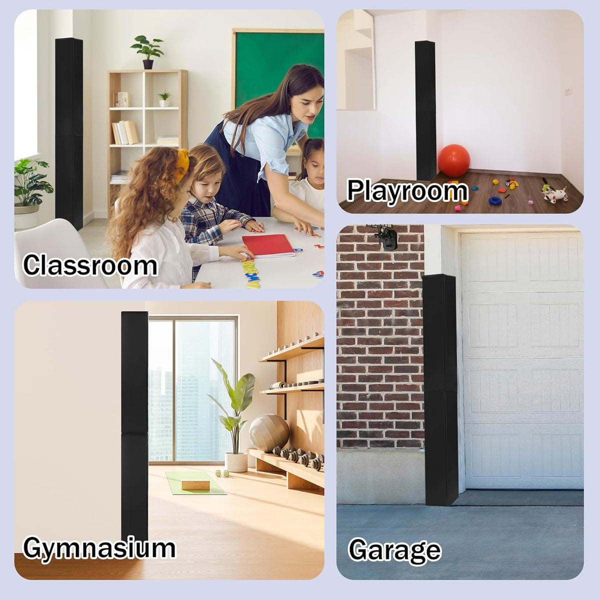 ROYALAY Wall Corner Guard, Heavy Duty Corner Protectors for Safety, Foam Basketball Court, Waterproof 2 Sides Corner Pad for Gyms, Basketball Court, Playrooms, Garages, Black