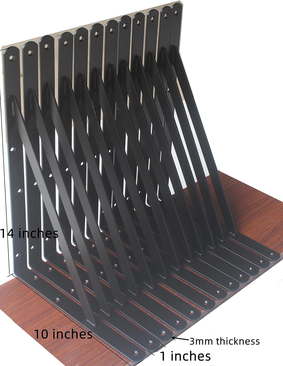 32 Pack L14 x H 10" Black Heavy Duty Shelf Brackets with Screws Metal Shelf Brackets Shelf Support Angle Brackets for Shelves L Brackets Heavy Duty Floating Shelf