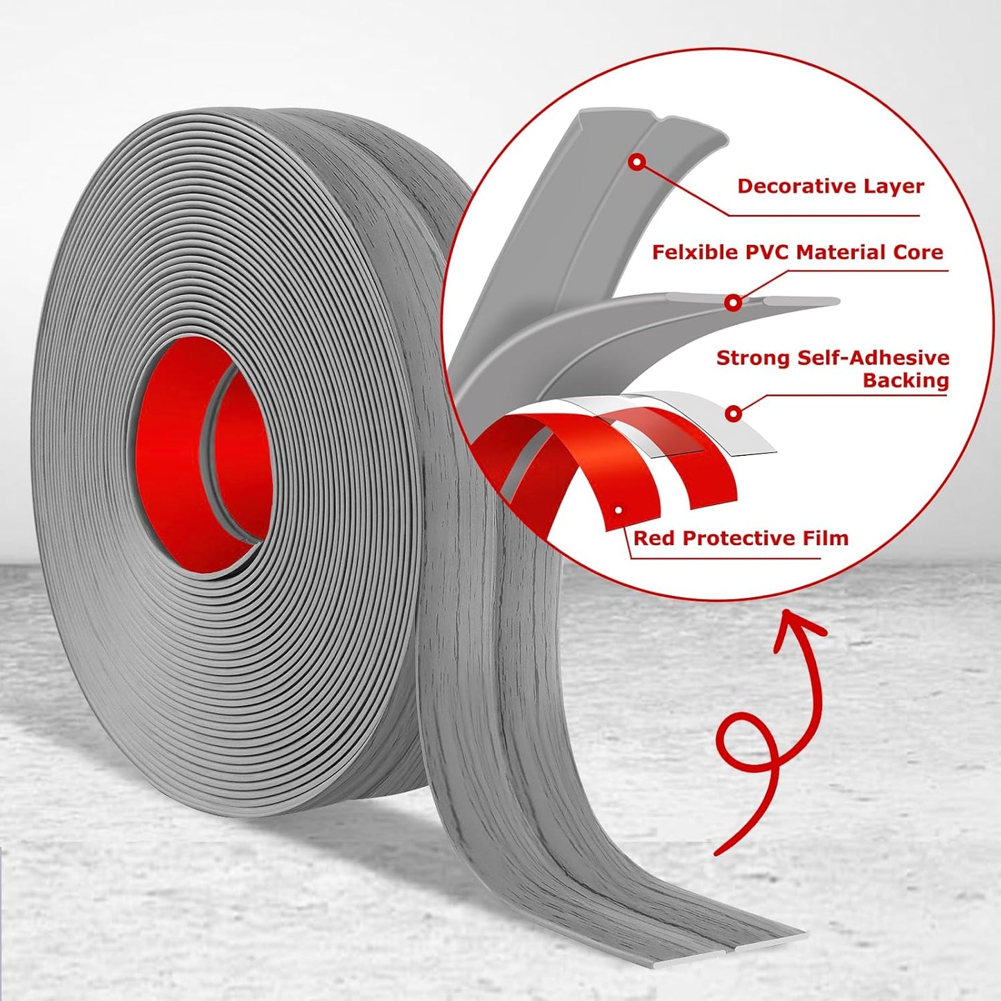Flexible Wall Corner Protector Moulding Trim Peel and Stick Wall Corner Guards Edge Protector Self Adhesive Molding Trim Strip for Edge Ceiling (Light Gray Wood Grain, 1.6 in x 40 Ft)