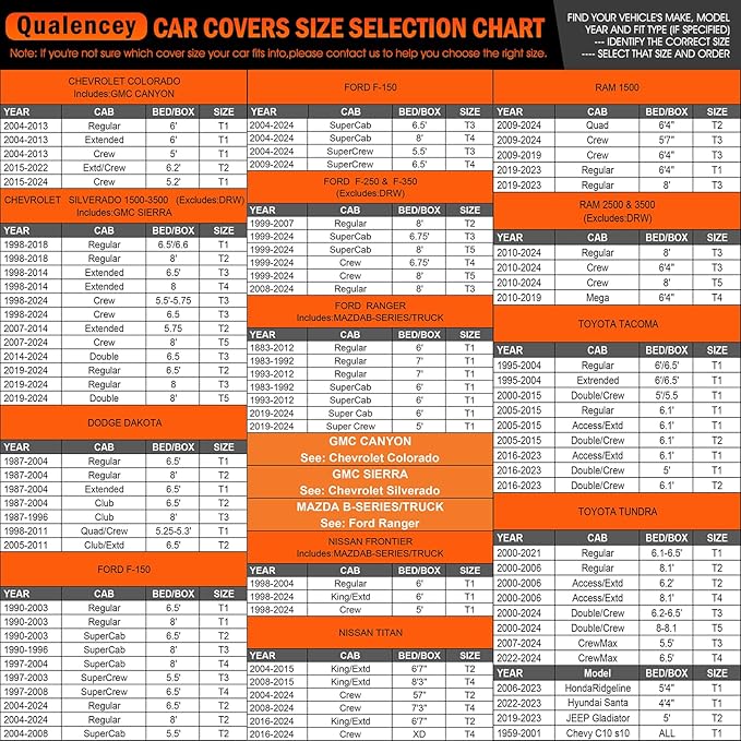 Car Cover Waterproof All Weather Full Outdoor Pickup Truck Cover Rain UV Protection, Size T1 Universal Fit for Ford Ranger/F150 Chevy C10 S10,Nissan Frontier,ect.(Fit Truck Length UP to 220inch)