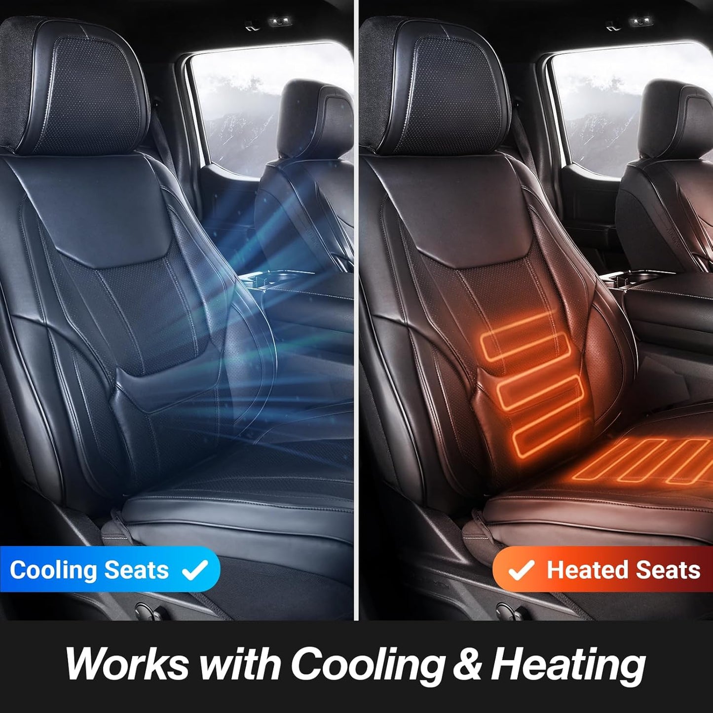 Coverland Custom Car Seat Covers Compatible with 2017-2025 Ridgeline Crew Cab - Premium Leather Non-Slip Memory Foam Waterproof Cover Interior Protector Front Seat-Black [See Size Chart-Size A22]