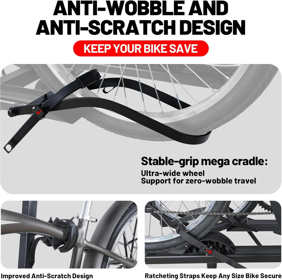 Young E-Bike Rack Hitch Mount Platform Style for Cars Trucks SUVs Minivans RV, fits E-Bike with Up to 5-inch Fat Tire, 200 lbs Capacity