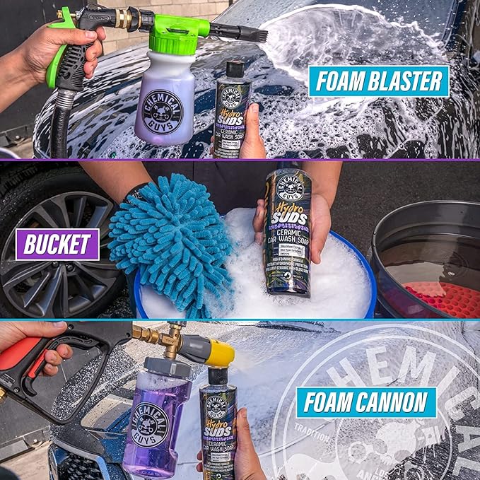 Chemical Guys HydroSuds Ceramic SiO2 Shine High Foaming Car Wash Soap (Works with Foam Cannons, Foam Guns or Bucket Washes) for Cars, Trucks, Motorcycles, RVs & More, 32 fl oz, Berry Scent - CWS21232