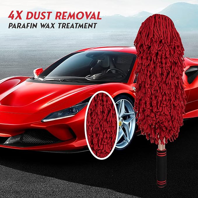 Car Duster Exterior Scratch Free,Soft Car Brush Kit for Car,Truck,SUV,RV and Motorcycle,Wax Cotton Hair With Extendable Handle,Duster for car Cleaning,Dust Pollen Removing,No Lint…