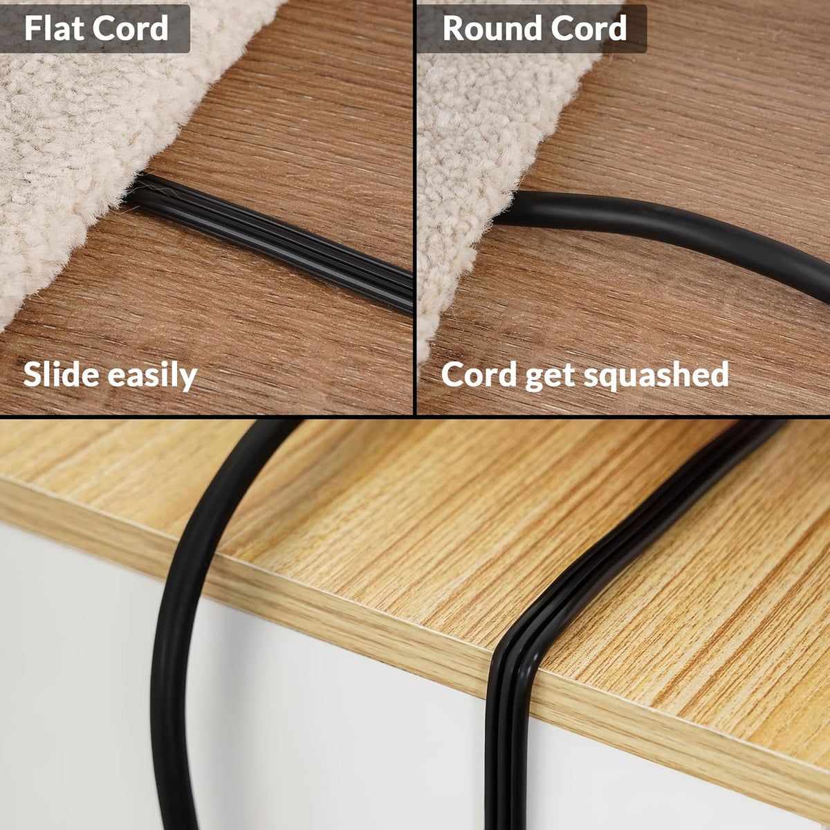 Elecan Flat Plug Extension Cord 8 Ft 2 Pack with Slim Space-Saving Plug Design, Thin Flat Cable Low Profile Power Cord 3 Prong Grounded Wire, 16 Gauge 13 A/125 V-Black-ETL Certified