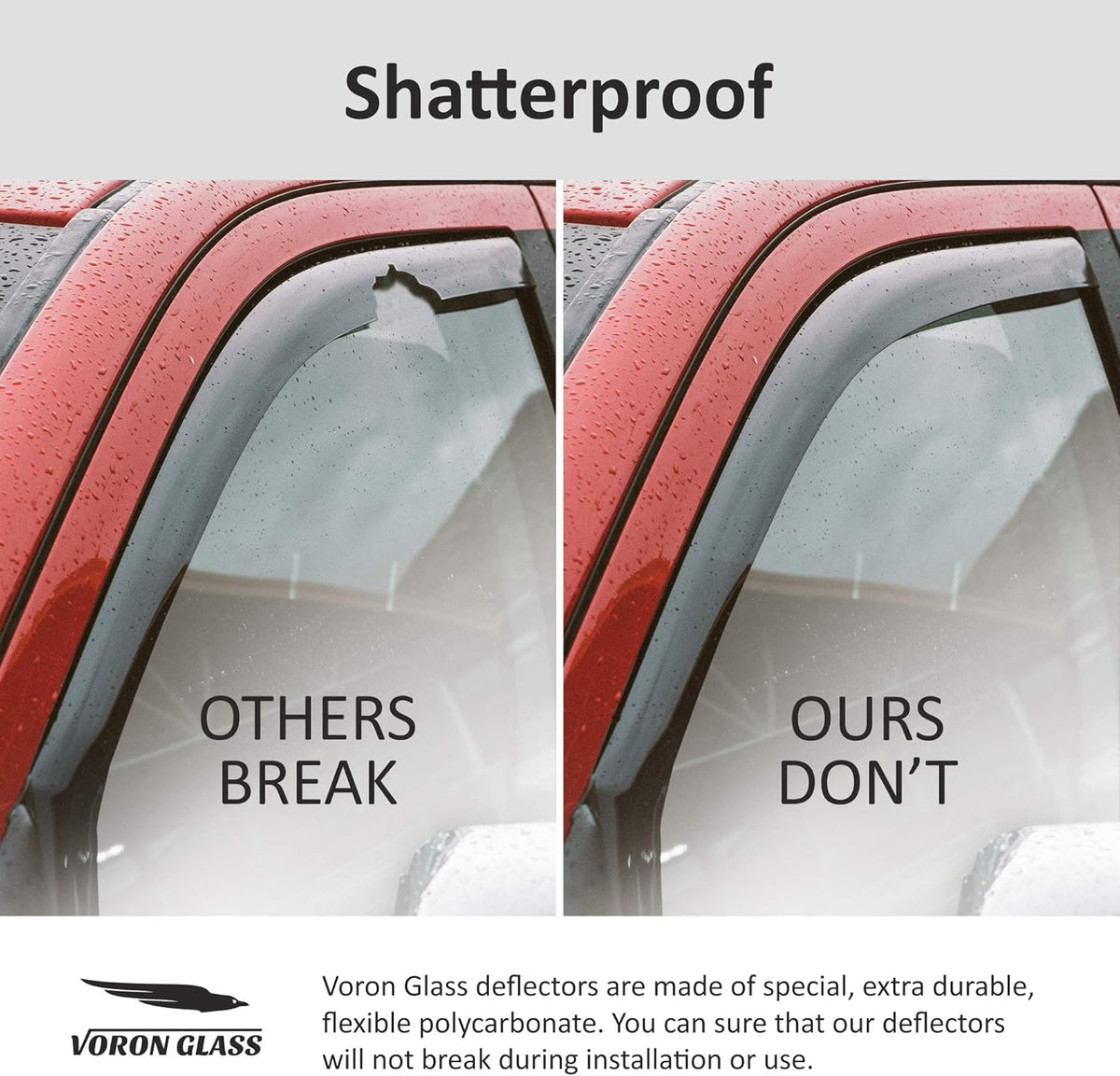 Voron Glass in-Channel Extra Durable Rain Guards for Trucks GMC Sierra 1500 2019-2025 Double Cab, Window Deflectors, Vent Window Visors, 4 Pieces - 230091v