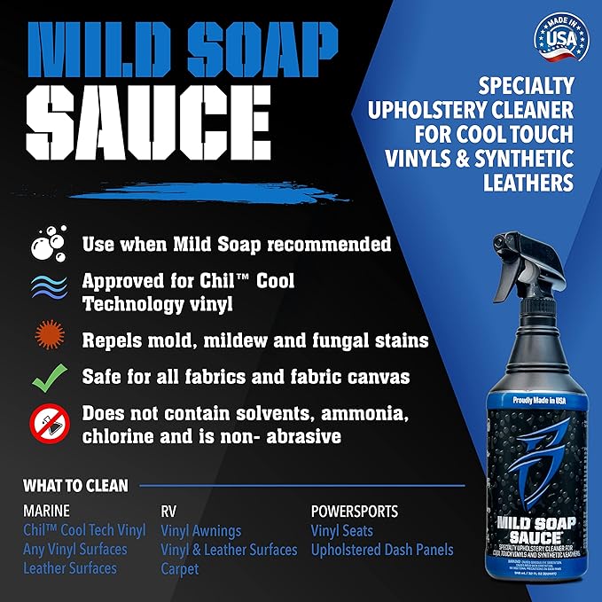 Boat Bling Mild Soap Sauce Premium Upholstery Cleaner, for Boats, RVs, Powersport Vehicles and More, 32 oz