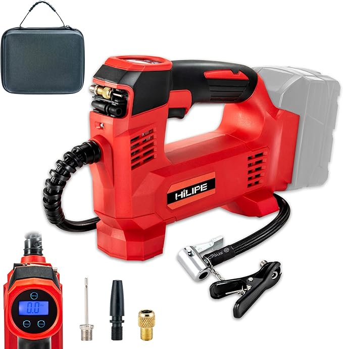 Cordless Tire Inflator Portable Air Compressor for Milwaukee M18 Battery,Lithium Car Air Pump, Auto air pump with Digital Pressure Gauge for Car tires, Bicycle, Ball(Tool Only, NO Battery)