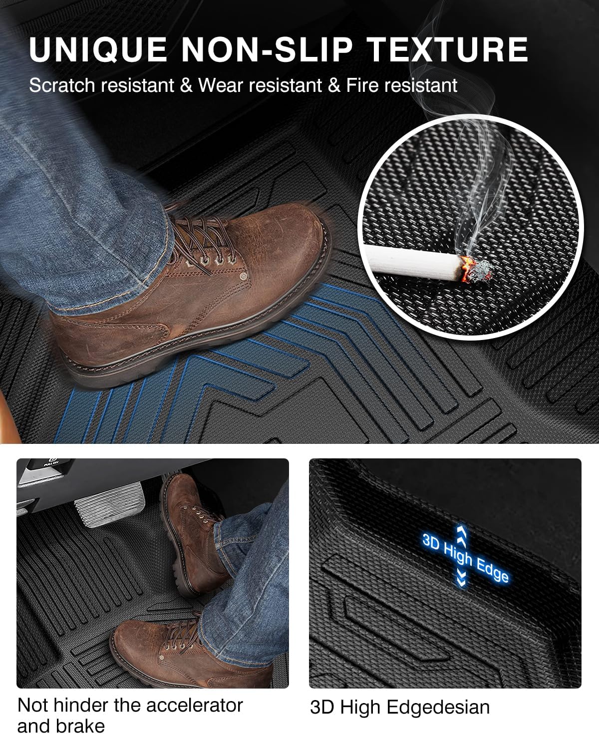 Powerty Floor Mats & Cargo Liner for 2021-2025 Jeep Wrangler 4XE 4 Door Accessories Floor Mats 2 Row Liner Set All Weather TPE 3D Floor Liners&Rear Cargo Mat (Not for JL/JK/4X4)