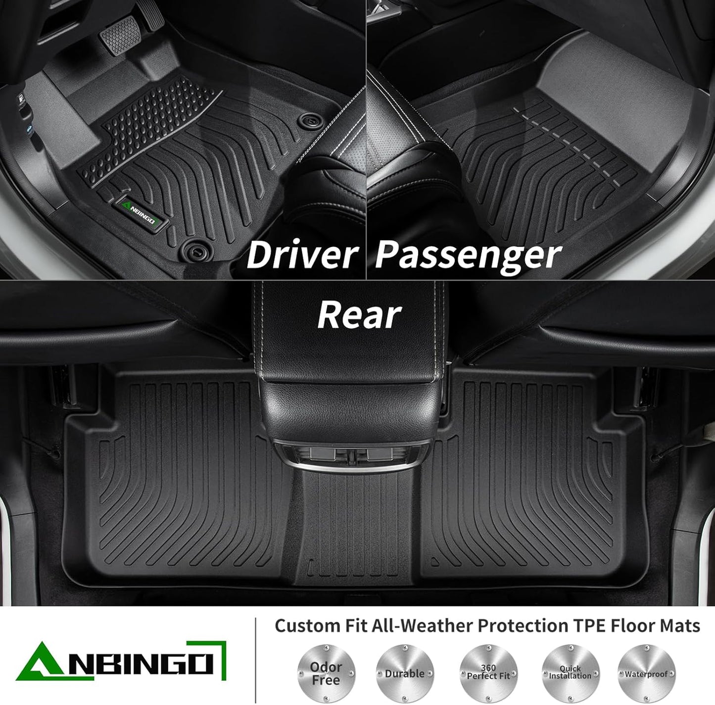 ANBINGO®-Floor Mats & Cargo Mat for 2021-2025 2026 Buick Envision, TPE All Weather Protection Custom Fit 1st & 2nd Row & Envision Cargo Mat Rubber Floor Liners for Envision Accessories, Black