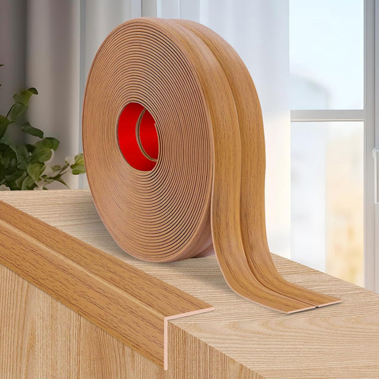 Flexible Wall Corner Protector Moulding Trim Peel and Stick Wall Corner Guards Edge Protector Self Adhesive Molding Trim Strip for Edge Ceiling (Light Brown Wood Grain, 0.8 in x 10 Ft)