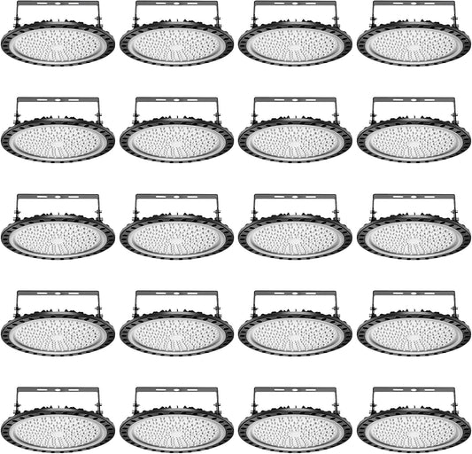 Viugreum High Bay LED Shop Lights, 500W UFO LED High Bay Light 50,000LM 120V LED High Bay Lights 5000K Daylight, Alternative to 2000W MH/HPS for Garage Workshop Barn Factory Warehouse - 20 Pack
