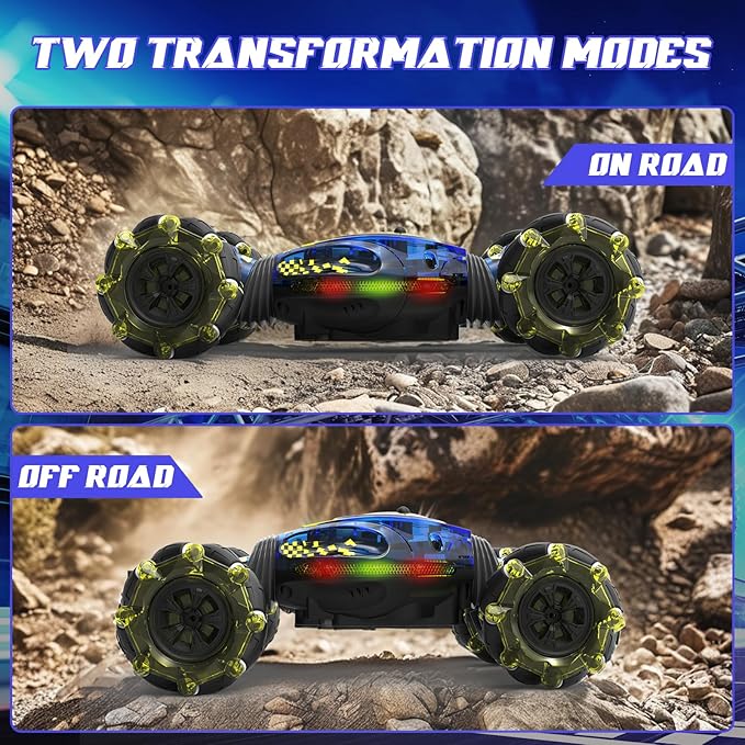 Gesture Sensing RC Stunt Car Toys for Boys Girls 6-12, 4WD Drift Hand Controlled Car Offroad 360° Rotation with Lights Music for Kids Age 7 9 10 11 12 Years Old Birthday Xmas Gifts
