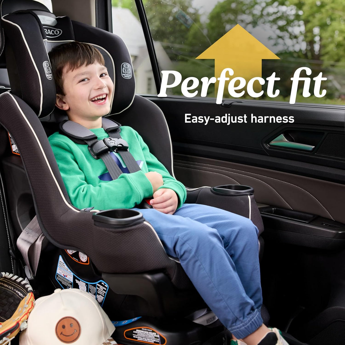 Graco Extend2Fit Convertible Baby Car Seat, Rear and Forward Facing, Adjustable Extension Panel for Extra Legroom, Kenzie