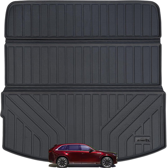 Large Cargo Liners Custom Fit 2024 2025 for Mazda CX90 CX 90 TPE All Weather Trunk Mat Accessories, Waterproof Rear Cargo Mat Easy to Clean for 2024 Mazda CX-90-Black