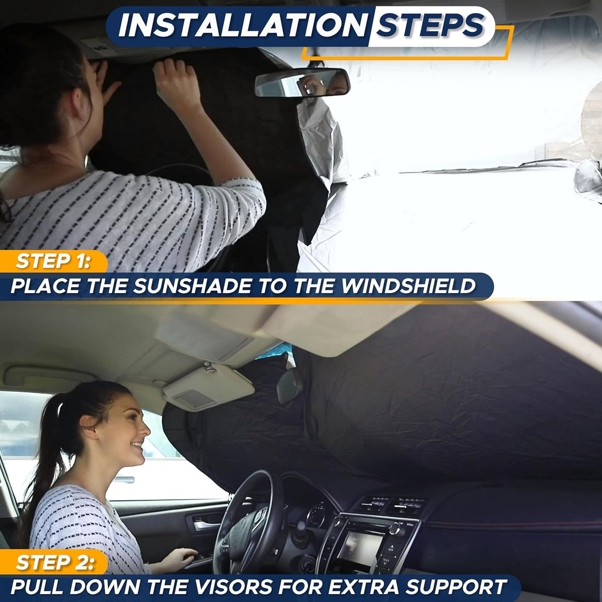 EcoNour Foldable Car Windshield Sunshade | Sun Shade for Car Windows Blocks UV Rays and Keeps The Heat Out | Foldable Essential Accessory for Enhanced Comfort XXX-Large (70 x 42 inches)