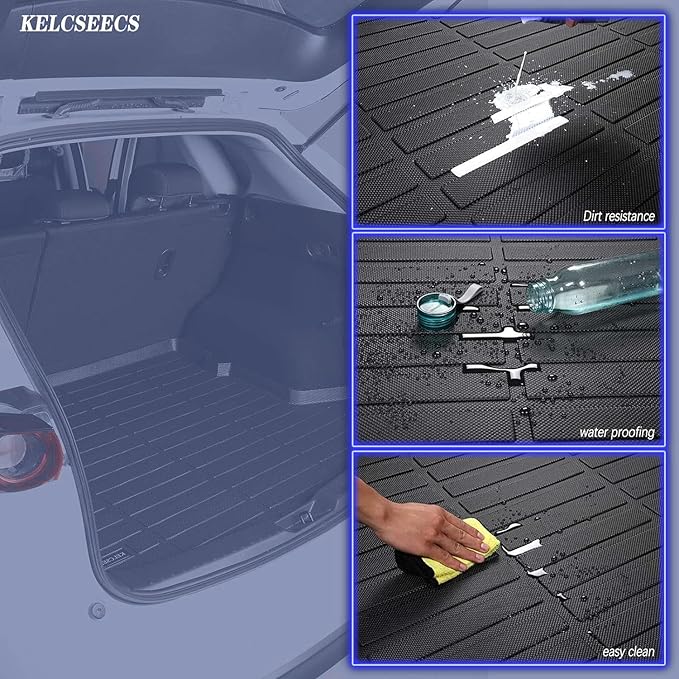 KELCSEECS Floor Mats & Cargo Liner Custom for Audi A3 2022 2023 2024 Car Mats Automotive Cargo Mat TPE Floor Liners Audi A3 All Weather Trunk Mat Accessories Trunk Liner Black