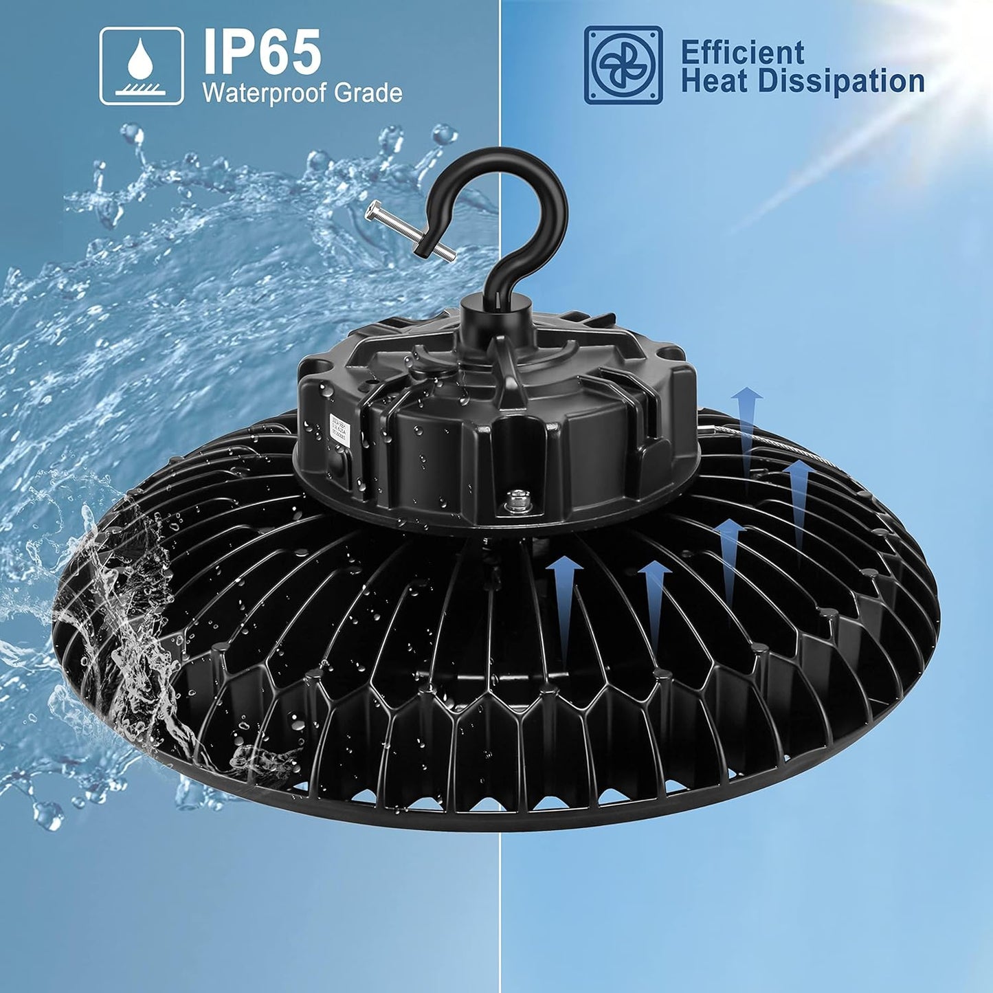 9 Pack 300W LED High Bay Light, UL&DLC Listed 41000LM Dimmable UFO High Bay LED Lights for Warehouse, 5000K Daylight IP65 Waterproof Commercial Bay Lighting 𝐀𝐂𝟏𝟎𝟎-𝟐𝟕𝟕𝐕