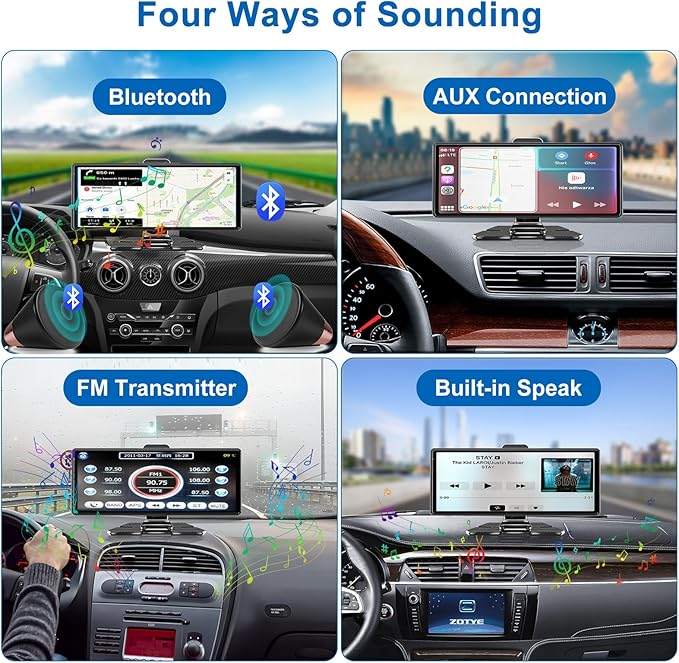 Carplay Screen for Car,10.26" HD IPS Wireless Portable car Stereo for Apple Carplay&Android Auto,Car Audio Receivers with 4K Dash Cam/1080P Rear Camera,GPS Navigation,Mirror Link,FM,Voice Control