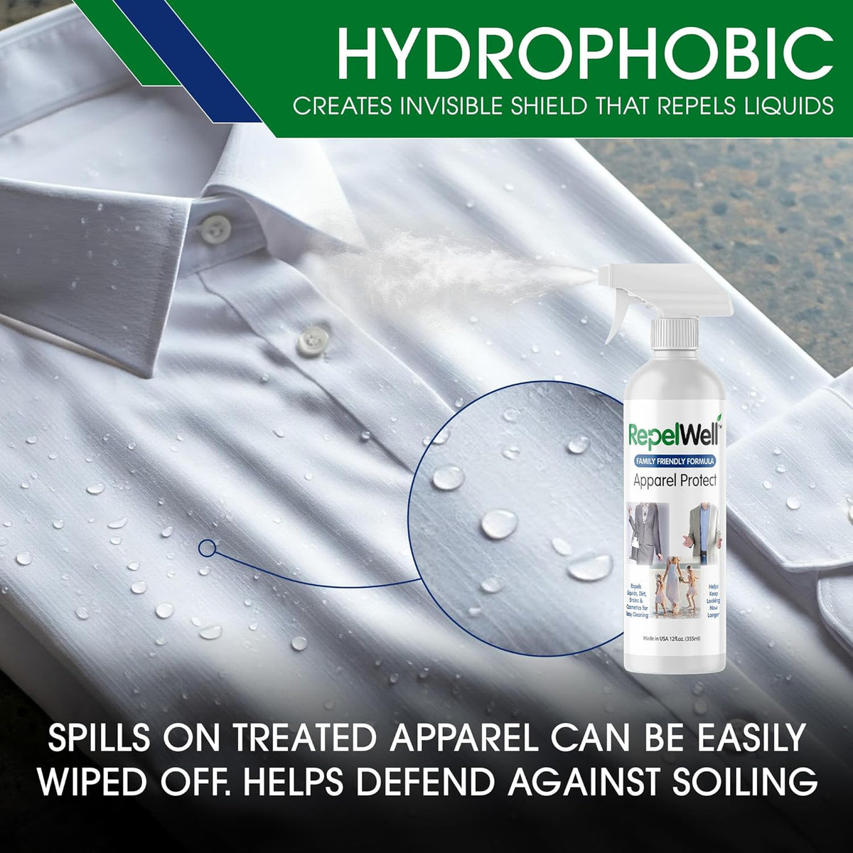 Apparel Protect (24oz) Stain & Water Repellent Spray – Non-Toxic, Eco-Friendly, Pet-Safe Sprays for Clothing & More