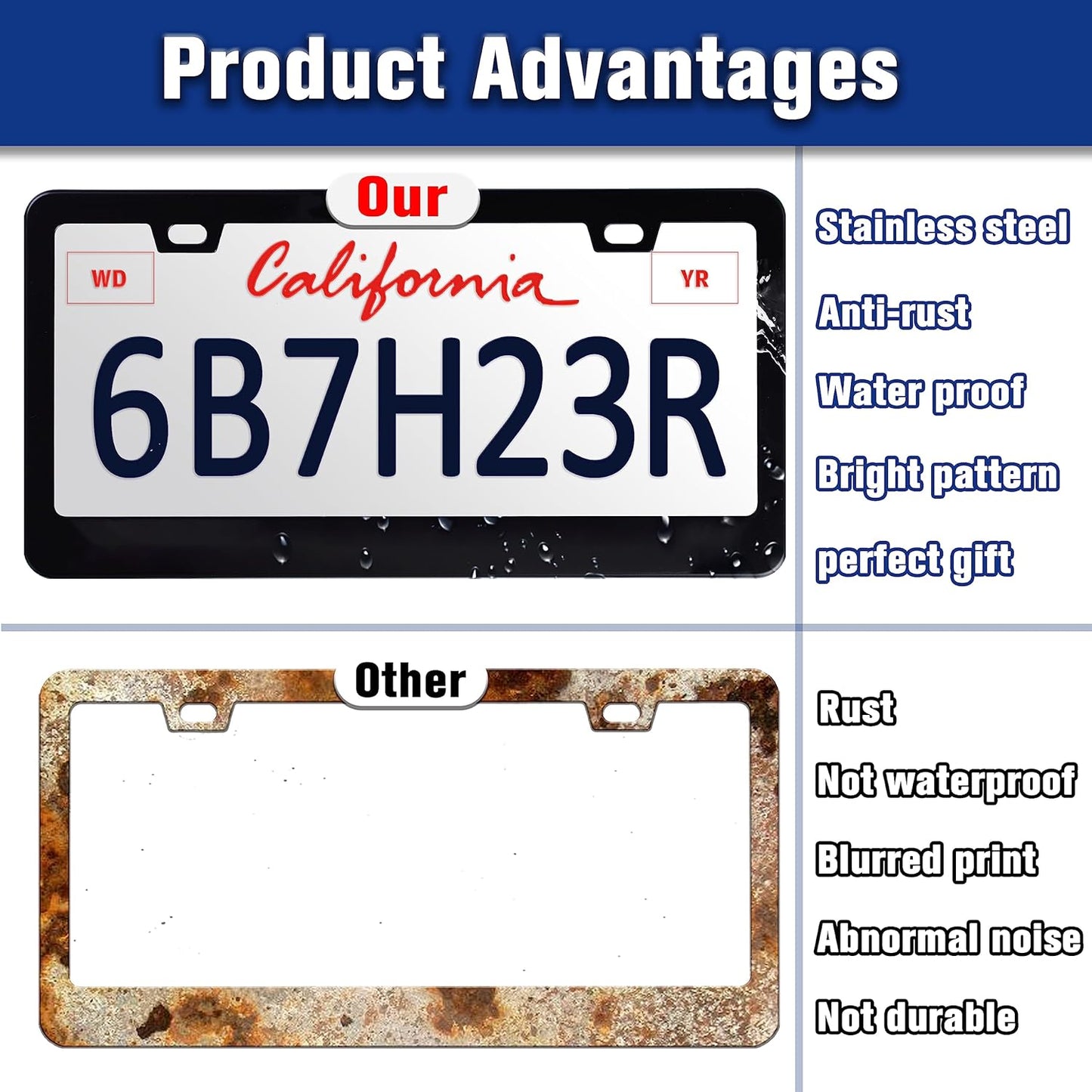 Beautiful Gemstone Pattern License Plate Frame Bling License Plate Holders Funny Stainless Steel Auto Accessory Bracket 2 Hole With Screws Universal Us Car License Plate Frames 6x12 Inch For Women Men