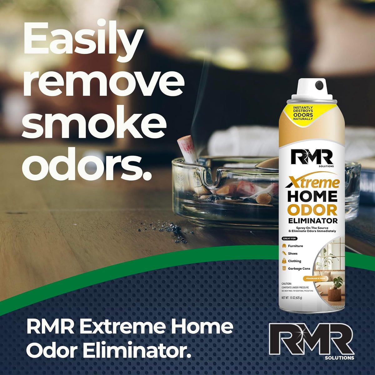 RMR Xtreme Home Odor Eliminator Spray - Neutralize Furniture, Clothing, Shoes, Garbage Cans, and More, 15 Ounces, 2-Pack, Unscented