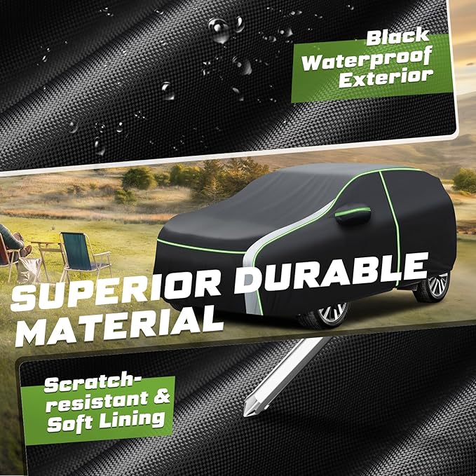 Mixsuper Liner Car Cover for Ford Escape 2000-2026, 7 Layers Waterproof Car Cover Accessories for Escape with Zipper Door, Windproof Straps, Reflective Strips, Anti-UV, All Weather
