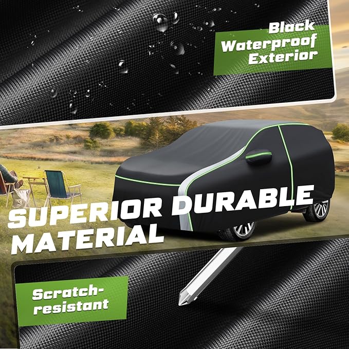 Mixsuper Liner Car Cover for Toyota RAV4 1994-2026, 7 Layers Waterproof Car Cover Accessories for RAV4 with Zipper Door, Windproof Straps, Reflective Strips, Anti-UV, All Weather