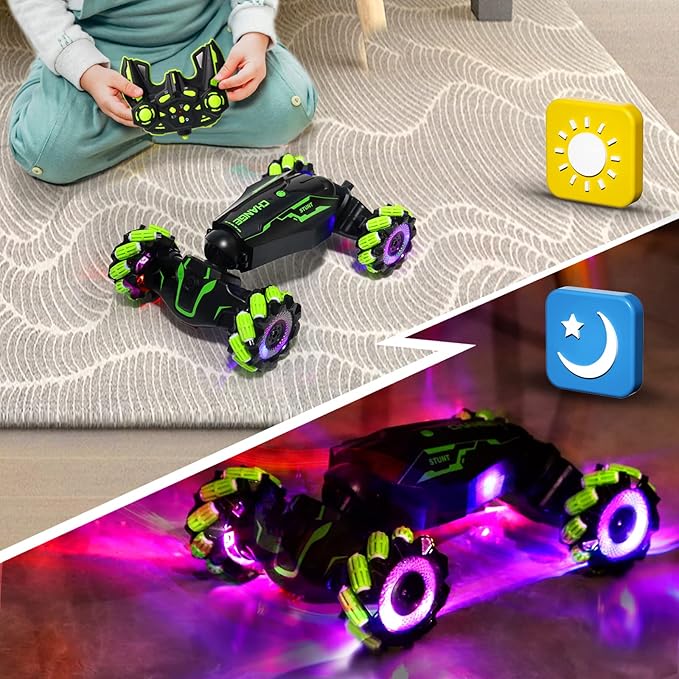 LiJiaHPK Gesture Control RC Car with Fog Spray 360° Stunt Flips & LED Lights Remote Control Toy for Kids Ages 5-7 STEM Learning Gift for Boys Girls
