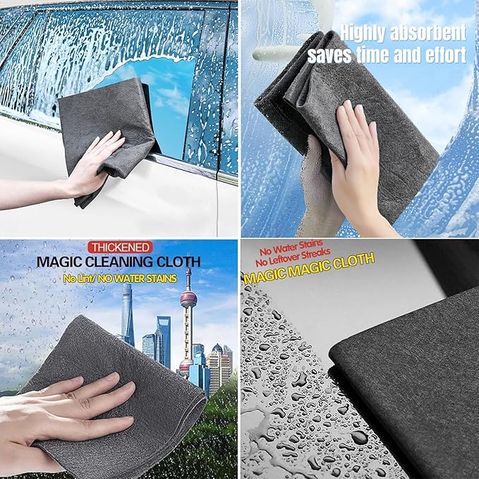 FETNHU Non-Woven - Super Absorbent 11.8" x 11.8" Lint-Free Cleaner, Reusable Thickened Magic Cleaning Cloth, Multipurpose Magic Cloths for Cleaning Glass, Cars, Kitchen, Window, Mirrors (20PCS-Black)