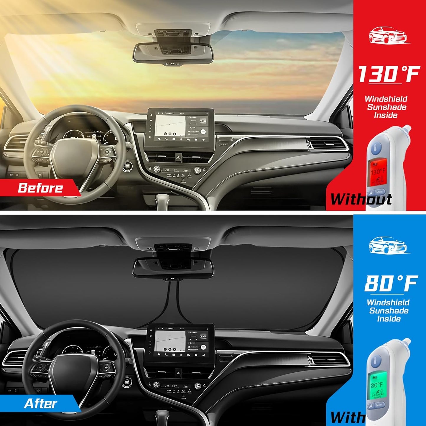 ARISMOTOR Windshield Sun Shade for Mazda 3 Mazda3 2019-2025, Custom Fit Foldable Front Window Sunshade Sun Visor Protector, Block UV Rays Keep Your Car Cooler