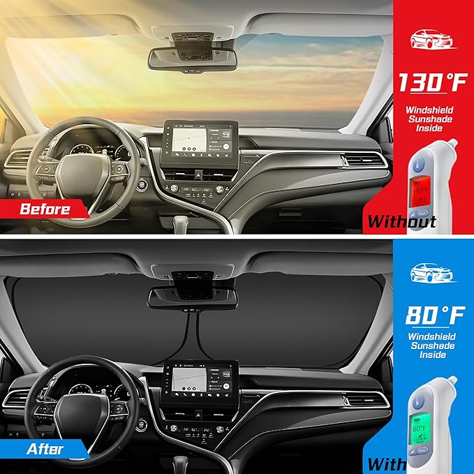 ARISMOTOR Windshield Sun Shade for Toyota RAV4 2019-2025, Custom Fit Foldable Front Window Sunshade Sun Visor Protector, Block UV Rays Keep Your Car Cooler
