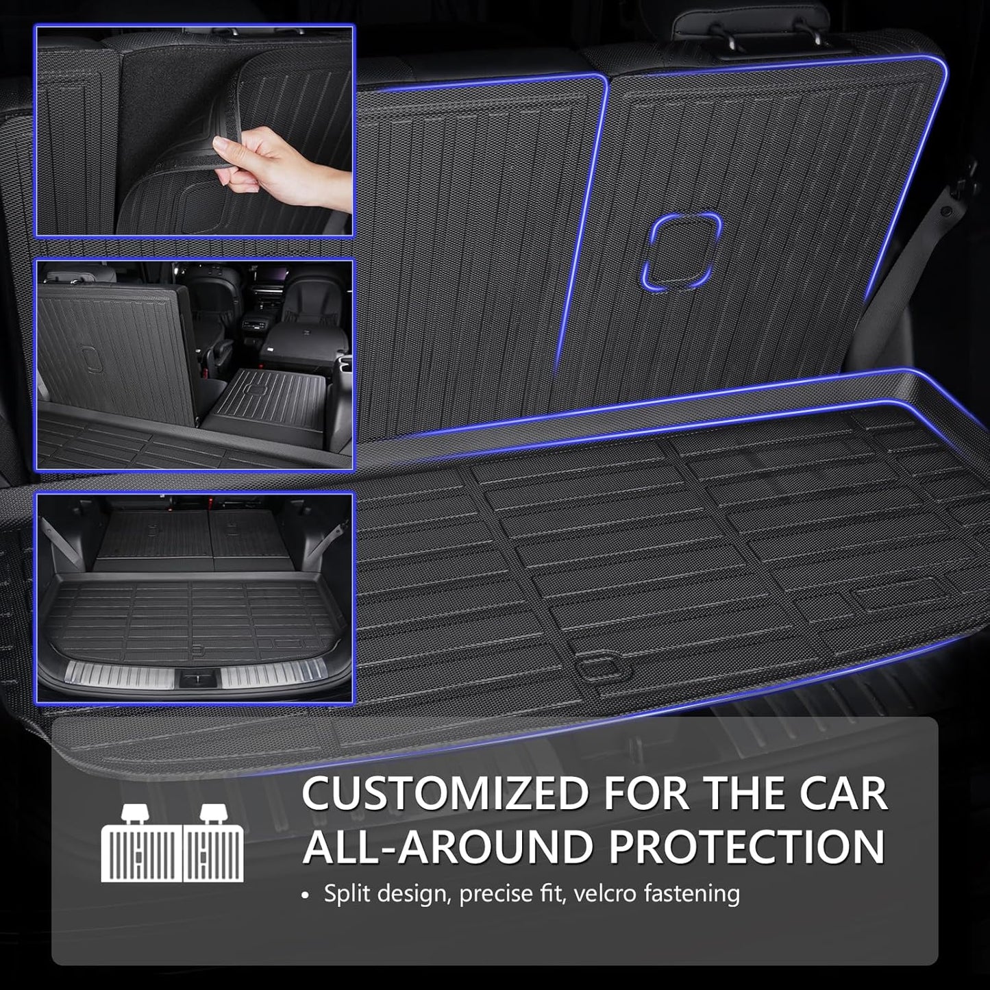 KELCSEECS® Floor Mats & Cargo Liner with Seatback Mats for 2021-2025 Ford Expedition Max 7 Seats Bench Seating, All Weather Protection TPE Floor Liners Full Set Expedition Accessories Black