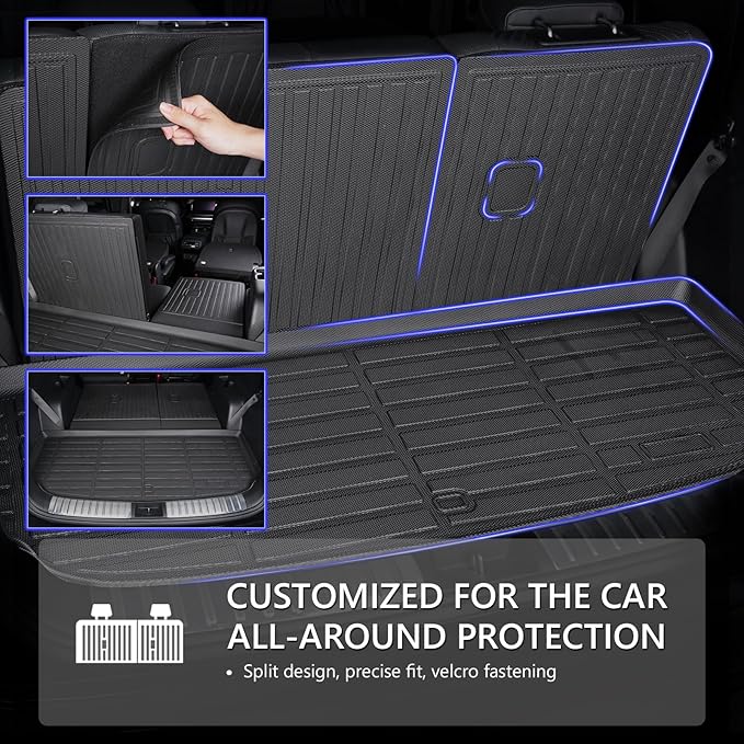 KELCSEECS® Floor Mats & Cargo Liner with Backrest Mats for 2025 2024 2023 2022 2021 2020 2019 Subaru Ascent 7/8 Seat All Weather Car Mats Subaru Ascent Floor Mats Backrest Trunk Mat Accessories